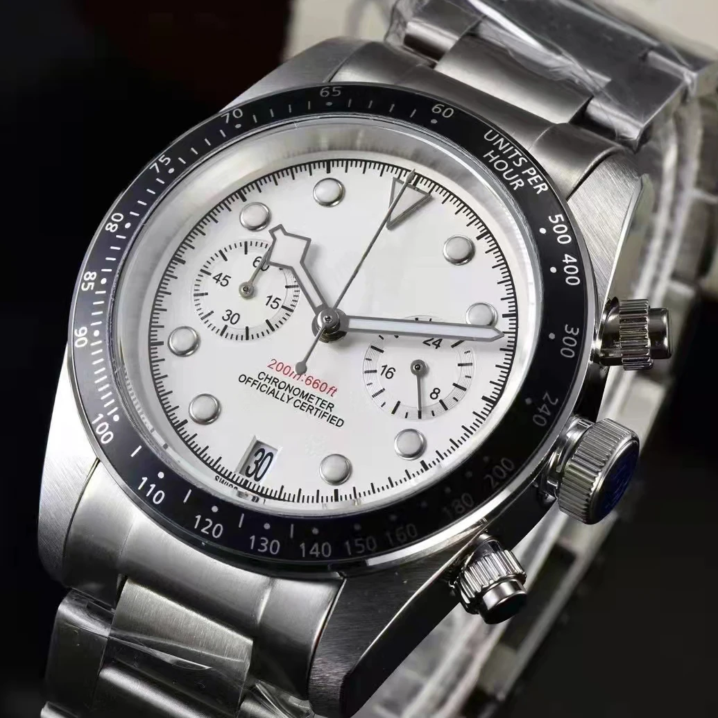 

With logo Retro series Japanese VK Quartz movement White Dial 42mm stainless steel strap fashion brand watch model