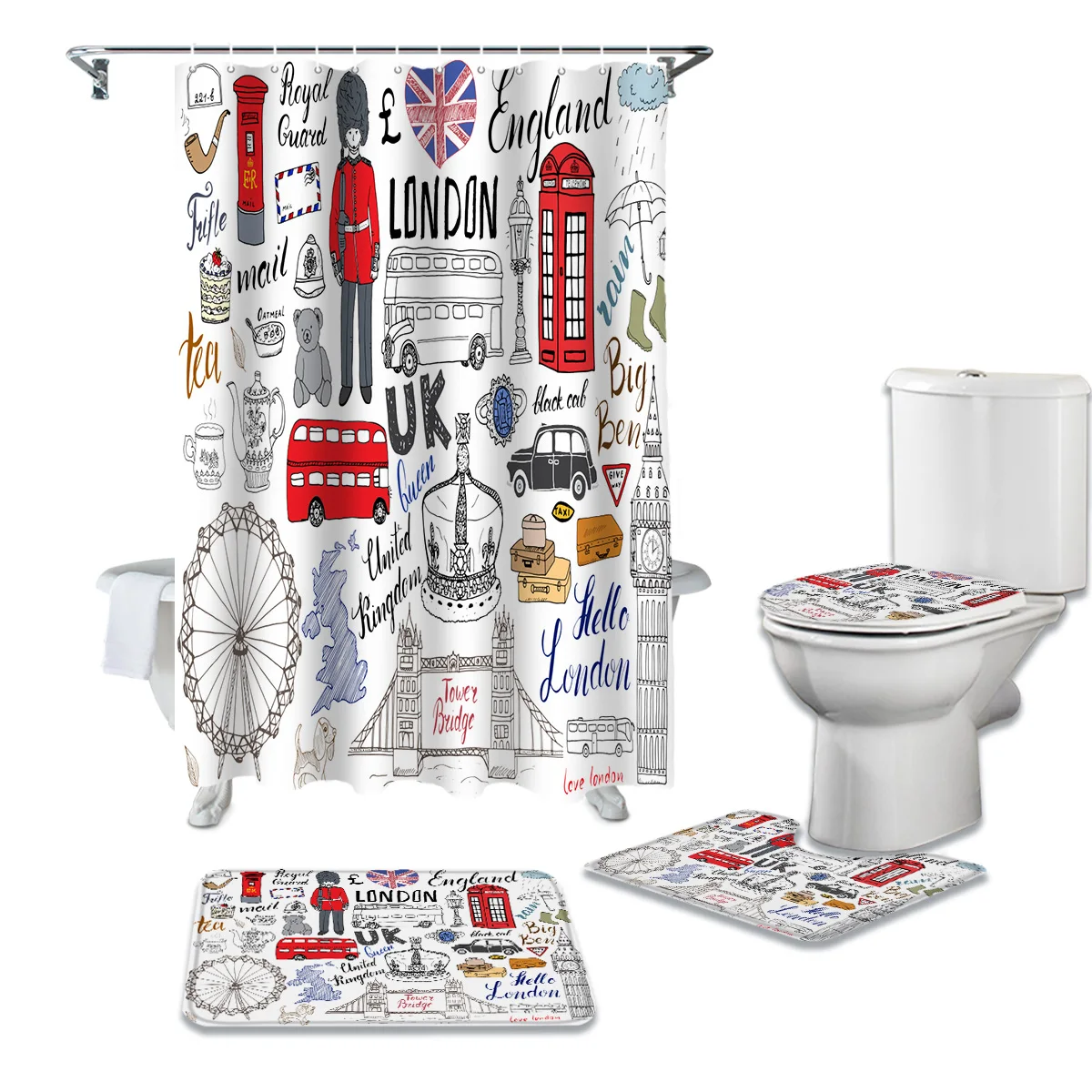 

Декоративная занавеска для душа с изображением Лондона и граффити