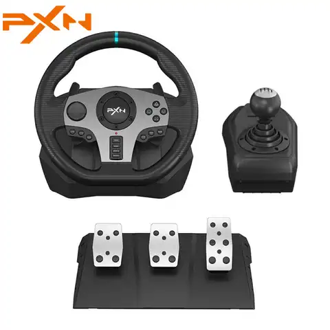руль для компьютера Рулевое колесо для ПК PXN V9 Volante, игровое гоночное колесо для PS4/PS3/Xbox One/Android TV/Nintendo Switch/Xbox Series S/X 270 °/900 °
