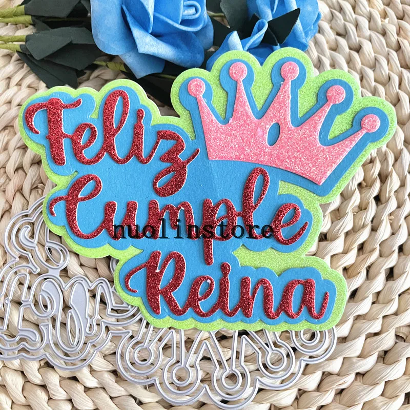 

Новые испанские слова feliz cumple украшения штампованные металлические Вырубные штампы «сделай сам» Скрапбукинг Бумажные карты тиснение ремес...