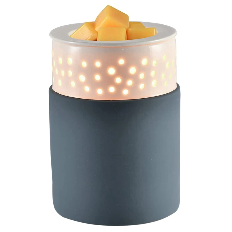 

Cylindrical Ceramic Feel Paint Aromatherapy Melting Wax Lamp No Fire Melting Wax Lamp Household Night Light US Plug
