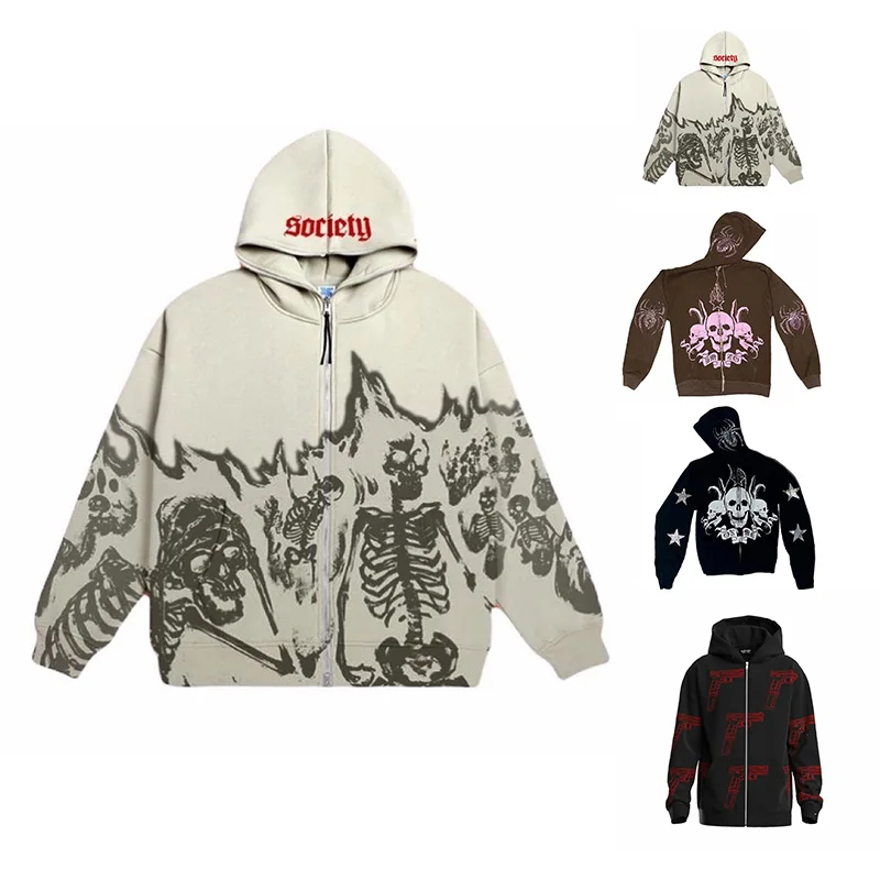 

Diamond Rhinestone Y2k Hoodies Women Men Zip Up Lady Cobweb Fleece 2022 Coat Outwear Bone Retro Retro Streetwear Graffiti New