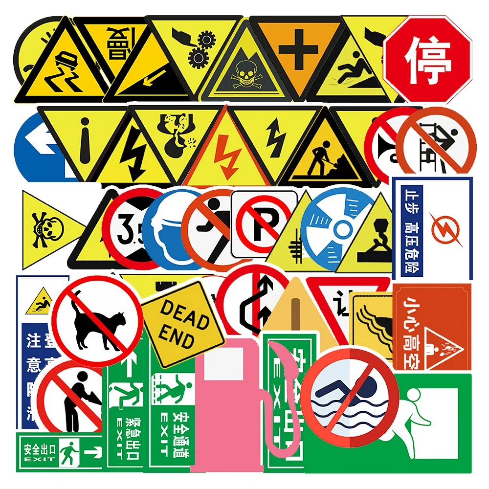 

10/30/50 PCS Warning Danger Banning Signs Reminder Waterproof Stickers Laptop Motorcycle Luggage Phone Kids Baby DIY Toys Decals