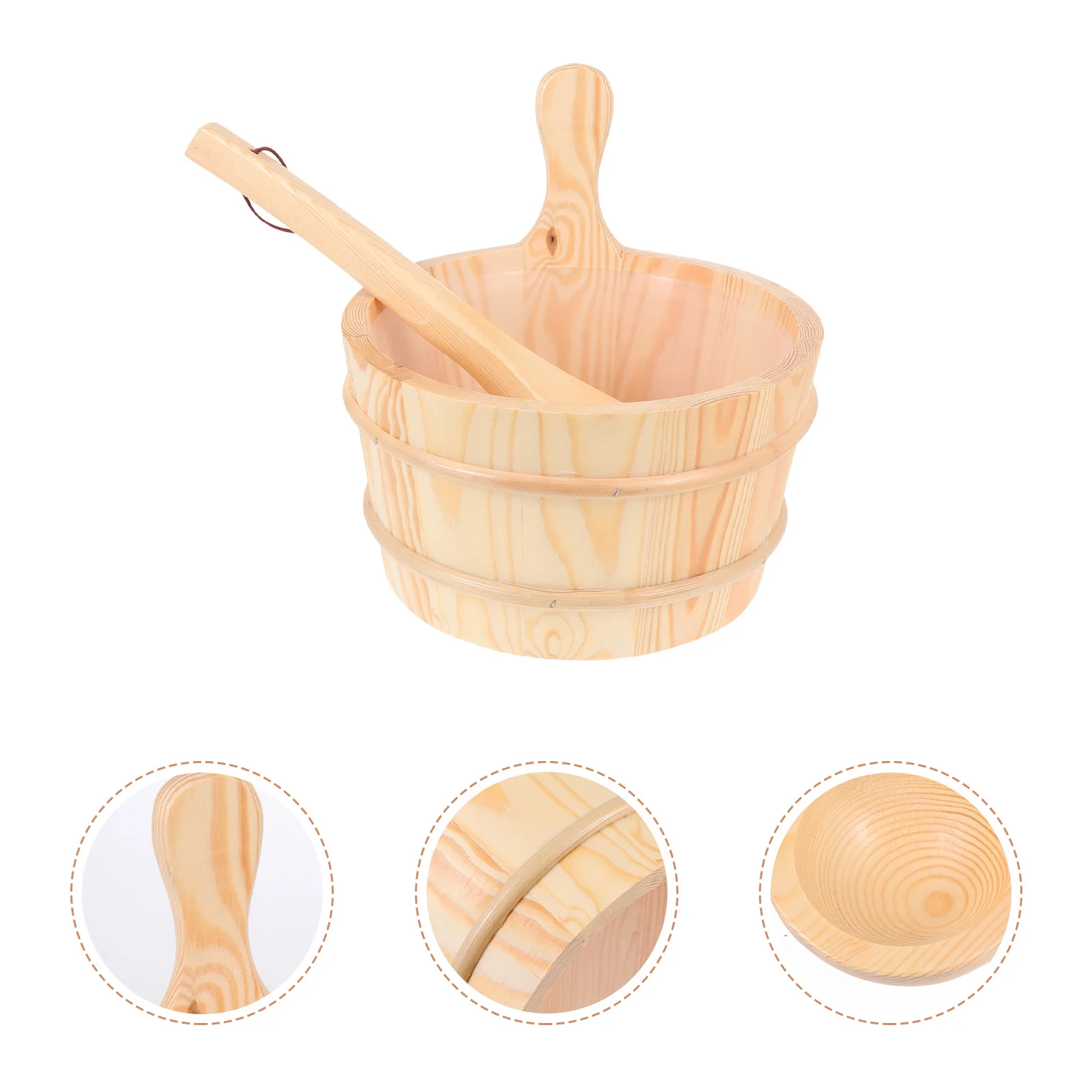 

1 Set Sauna Wooden Bucket and Ladle auna Water Bucket Sauna Accessories Sauna for Sauna SPA ( Light Yellow )