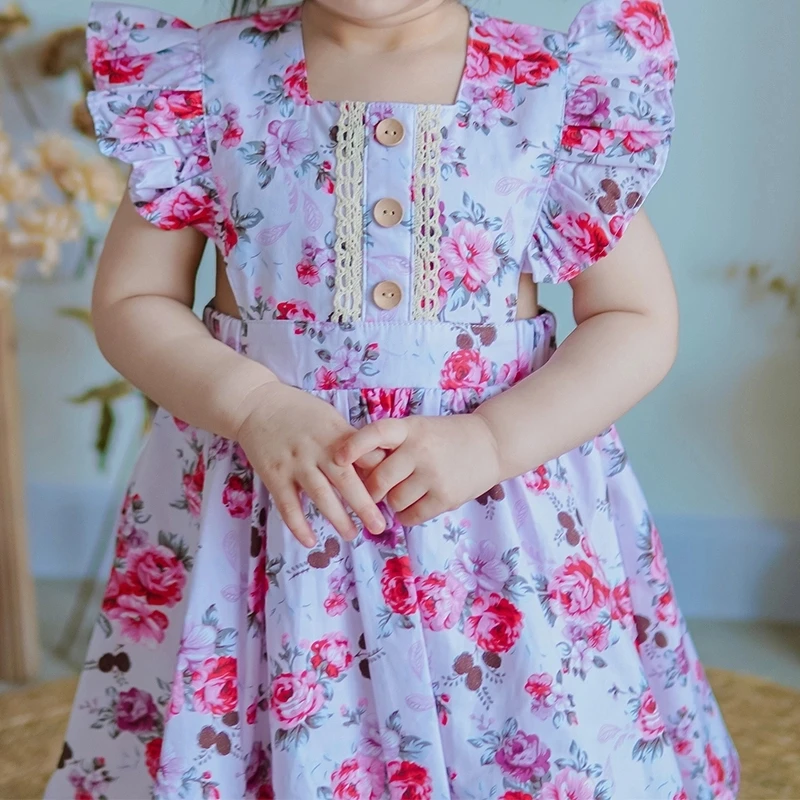 

Little Girls Vintage Floral Dresses Children Summer Cotton Frocks Toddler Spanish Style Dress Girl Boutique YJ068