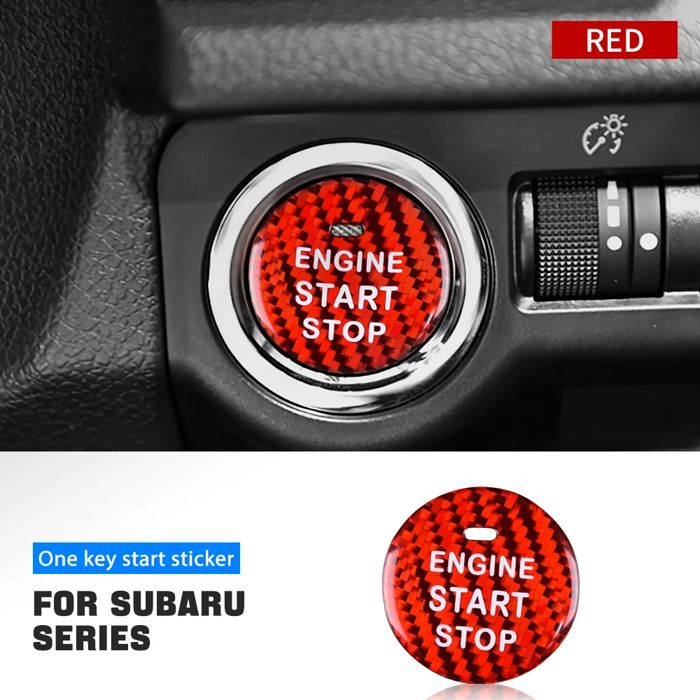 

Наклейка на двигатель для Subaru Forester XV WRX Impreza Outback Legacy, кнопки запуска и остановки автомобиля из настоящего углеродного волокна, аксессуары для отделки