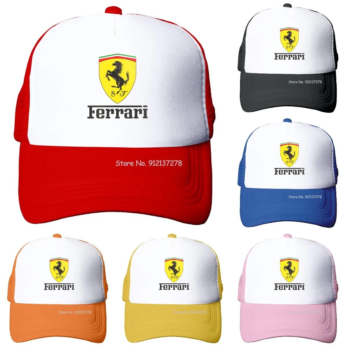 Модные бейсболки Ferrari с эмблемой из сетчатой ткани Высококачественная Мужская