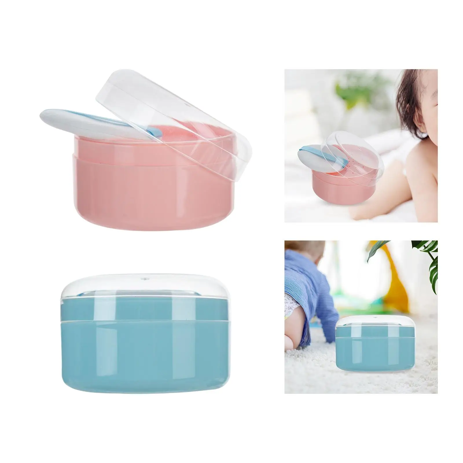 Baby Powder Box, Loose Powder Case, Baby after Bathe Powder Puff Container for Party images - 6