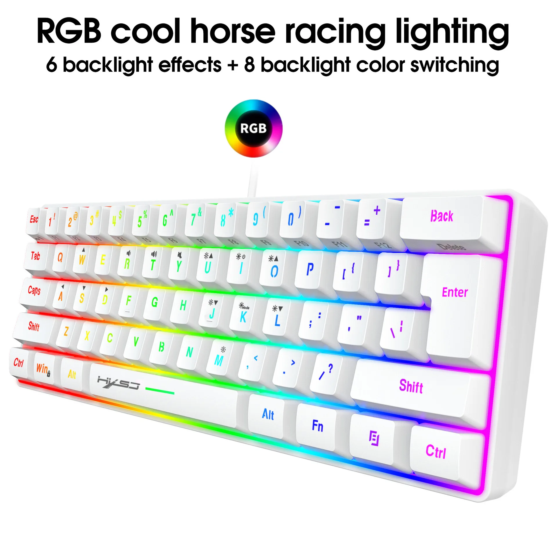 61-Keys Gaming Membrane Keyboard RGB Lighting Portable Wired