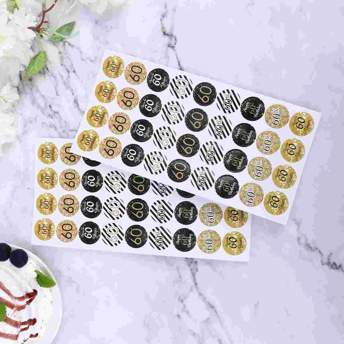 

Birthday 60Th Sticker Stickers Labels Gift Favor Cheers Years Happy Tags