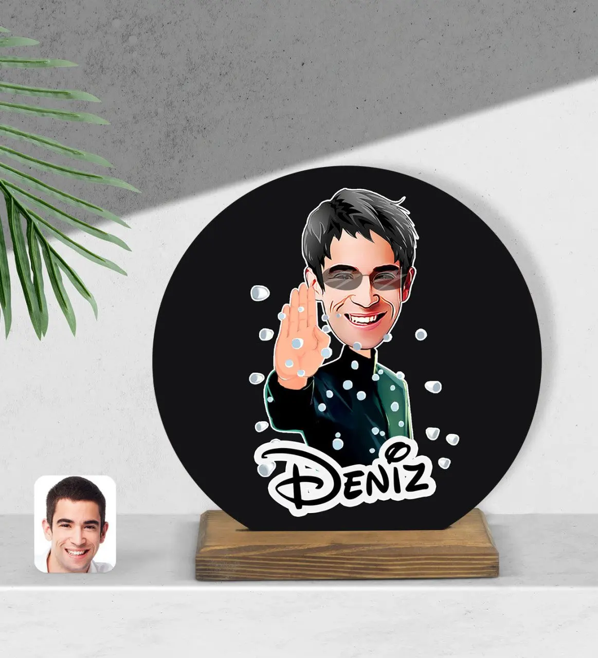 

Персонализированная матричная Нео мультяшная круглая деревянная фотография