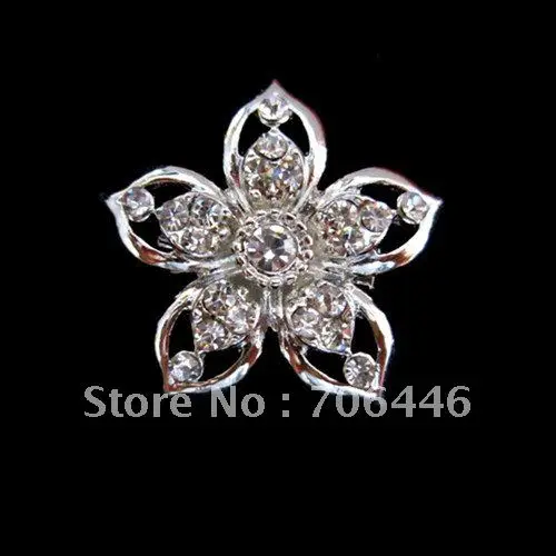 

Beautiful Silver Plated Clear Crystal Metal Star and Flower pins Brooch