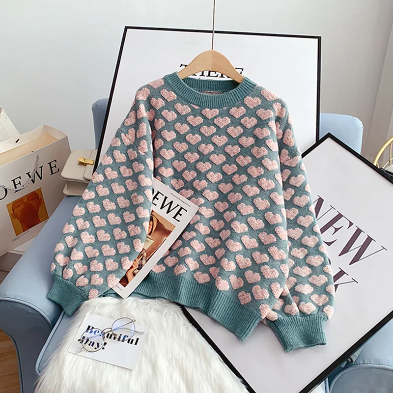 

Милый японский полосатый свитер Korobov в стиле пэчворк, новинка 2021, осенне-зимние винтажные пуловеры, милые корейские джемперы с надписью Love