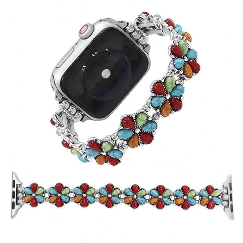 Красочный цветочный браслет для Apple Watch Ultra3 2 49 мм, 42, 38, 40, 44, 45 мм. Подходит для Iwatch Series 11, 10, 46 мм, 9, 8, 7, 6, 5, 4, SE. Ремешок. (art.: 3920dbd5eda1a) - 3920dbd5eda1a