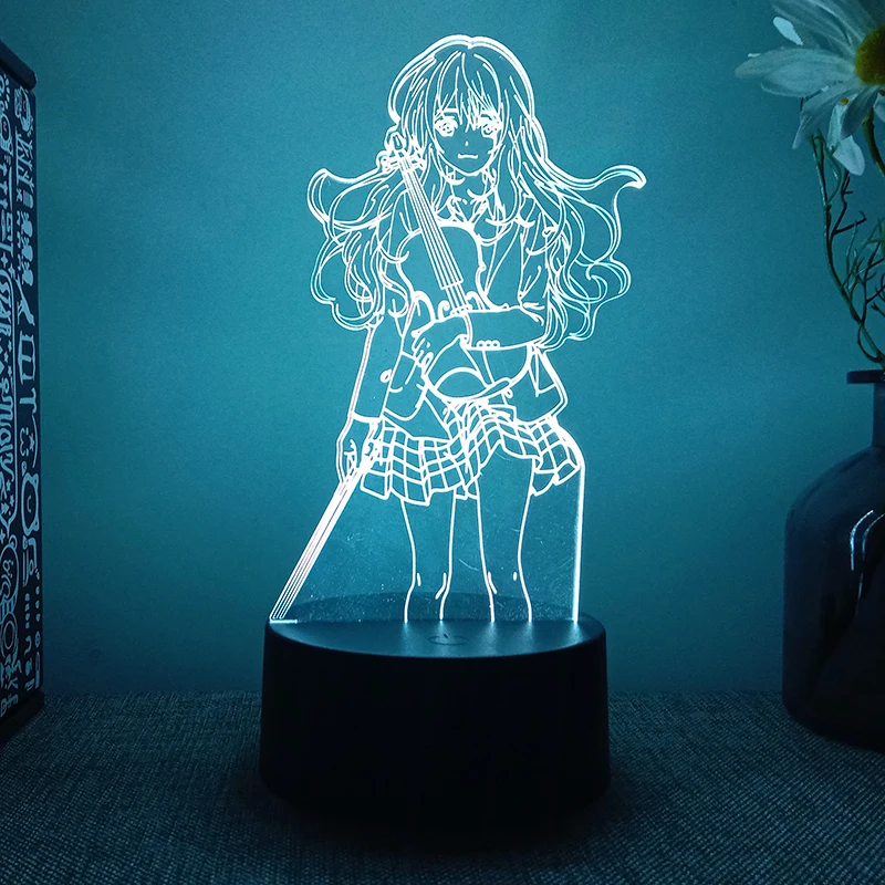 

Your Lie In April Miyazono Kaori Anime Figure 3d Led Night Light For Bedroom Lava Lamp Manga Room Decor Children's Birthday Gift