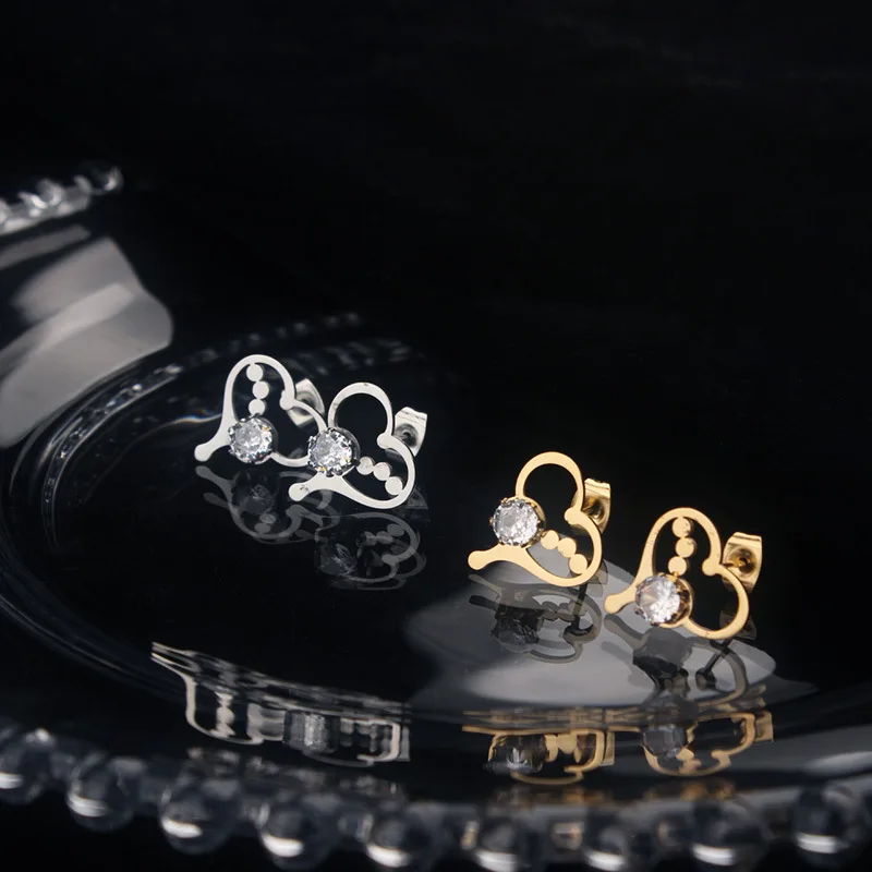 

ALTERA Trendy Minimalism Crystal LOVE Heart Stud Earrings for Women Gift Elegant Stainless Steel Wedding Jewelry Prevent Allergy