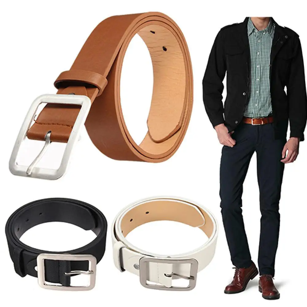 

Solid Color Men Men Fashion Belt Faux Leather man belt Men's Buckle Waist Strap Business Casual for men ремень мужской поясок дл