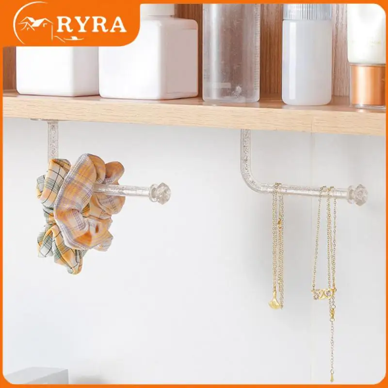 

Transparent Crystal Hook Punch-free Self-adhesive Hook Hairpin Storage Rack Small Object Hanger Bathroom Storage Hook