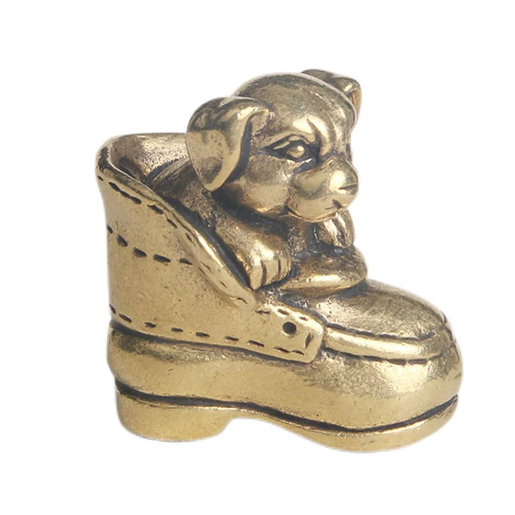 

Dog Statue Figurine Sculpture Animal Chinese Miniature Pendant Lucky Zodiac Charms Jewelry Animals Copper Minifigurines Decor