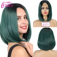 ombre green synthetic lace front wigs fxks natural color straight hair short bob lace front wigs blonde 613 lace wigs 210g 14in