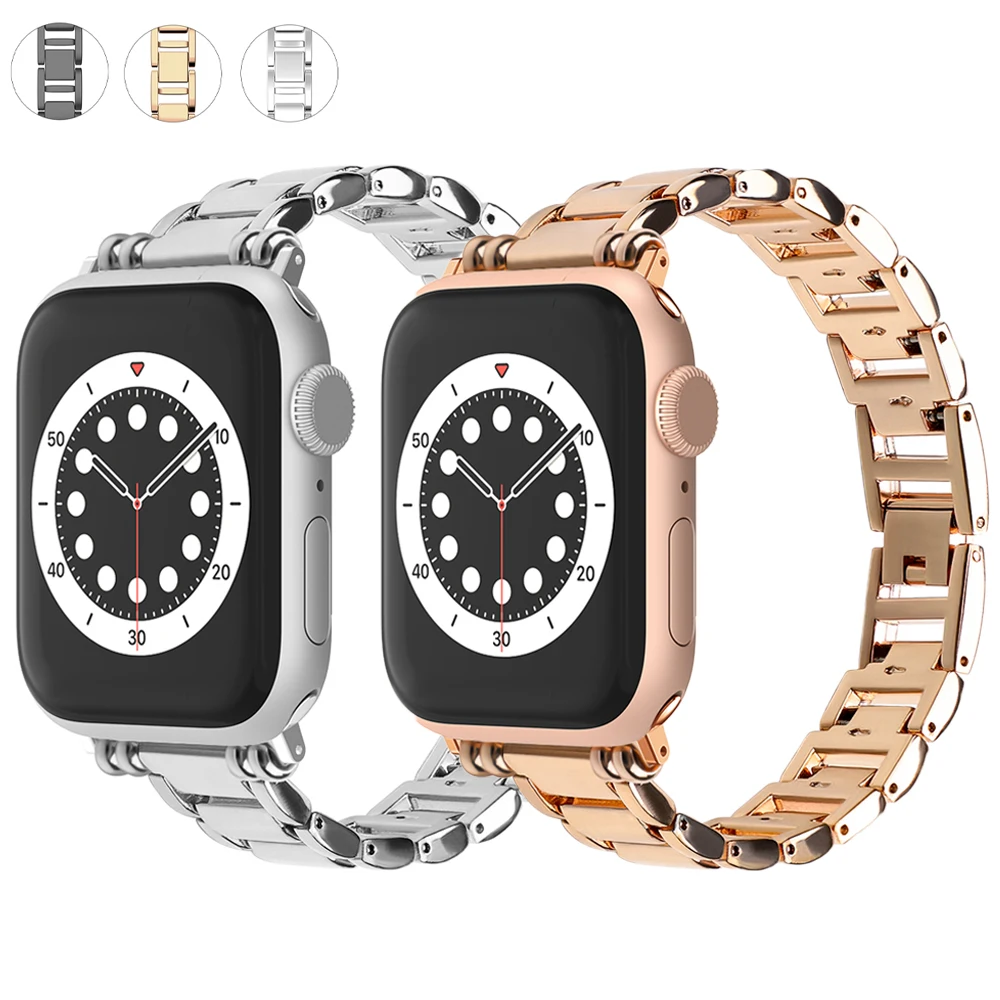 

Металлический браслет из нержавеющей стали для Apple watch 3 4 5 SE 6 7 44 мм 40 мм 45 мм 41 мм, звеньевой ремешок для Apple watch band 38 мм 42 мм