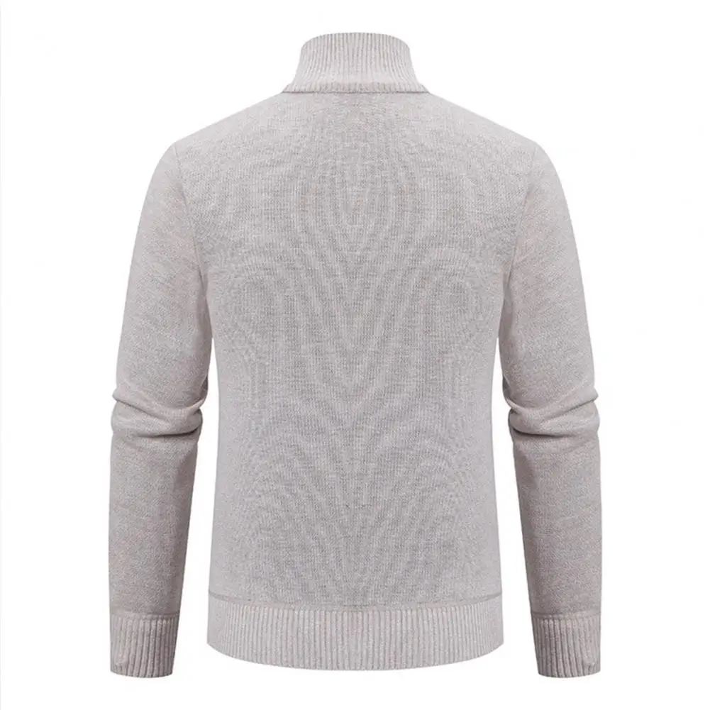 

Трикотажный свитер в рубчик, стильный мужской зимний Кардиган, Свитер с воротником-стойкой и карманами на молнии, модное вязаное пальто