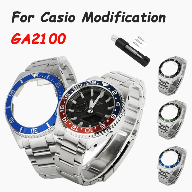 

Набор ремешков из нержавеющей стали для часов «сделай сам» Submariner для Casio G-SHOCK GA2100 модифицированный «Морской обитатель» для Casio GA-2100 аксессуа...
