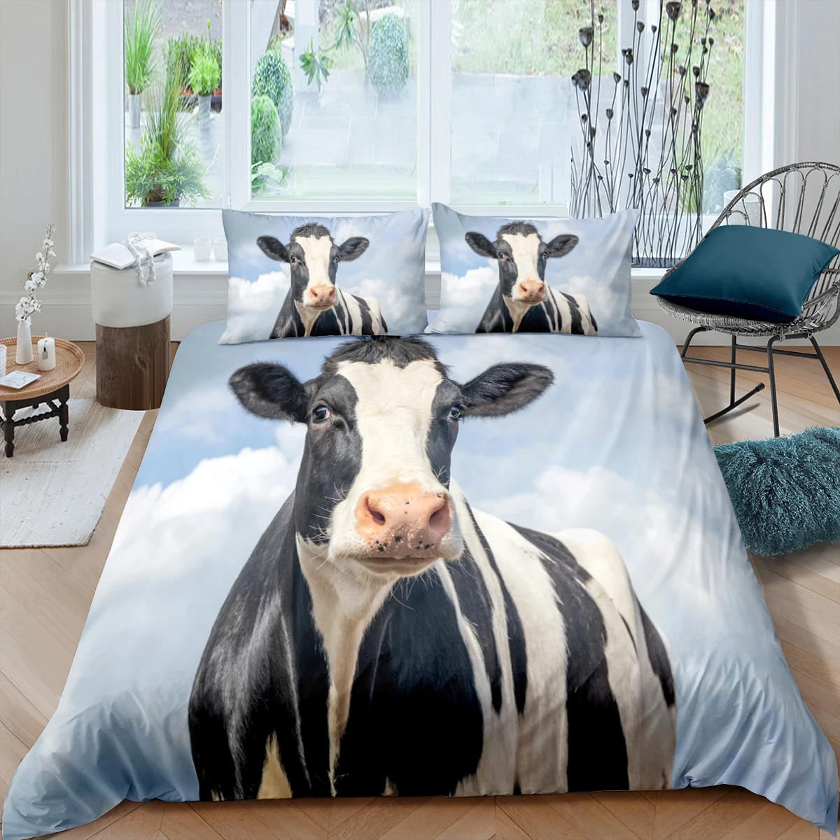 

Комплект роскошного постельного белья для дома с 3D изображением коров, пододеяльник, наволочка, Детский Комплект постельного белья, размер...