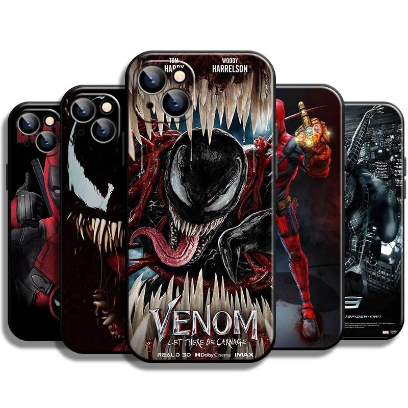 

Marvel Venom Spiderman Deadpool For Apple iPhone 13 12 11 Pro Mini X XR XS Max SE 5 6 6S 7 8 Plus Phone Case Back Soft Carcasa