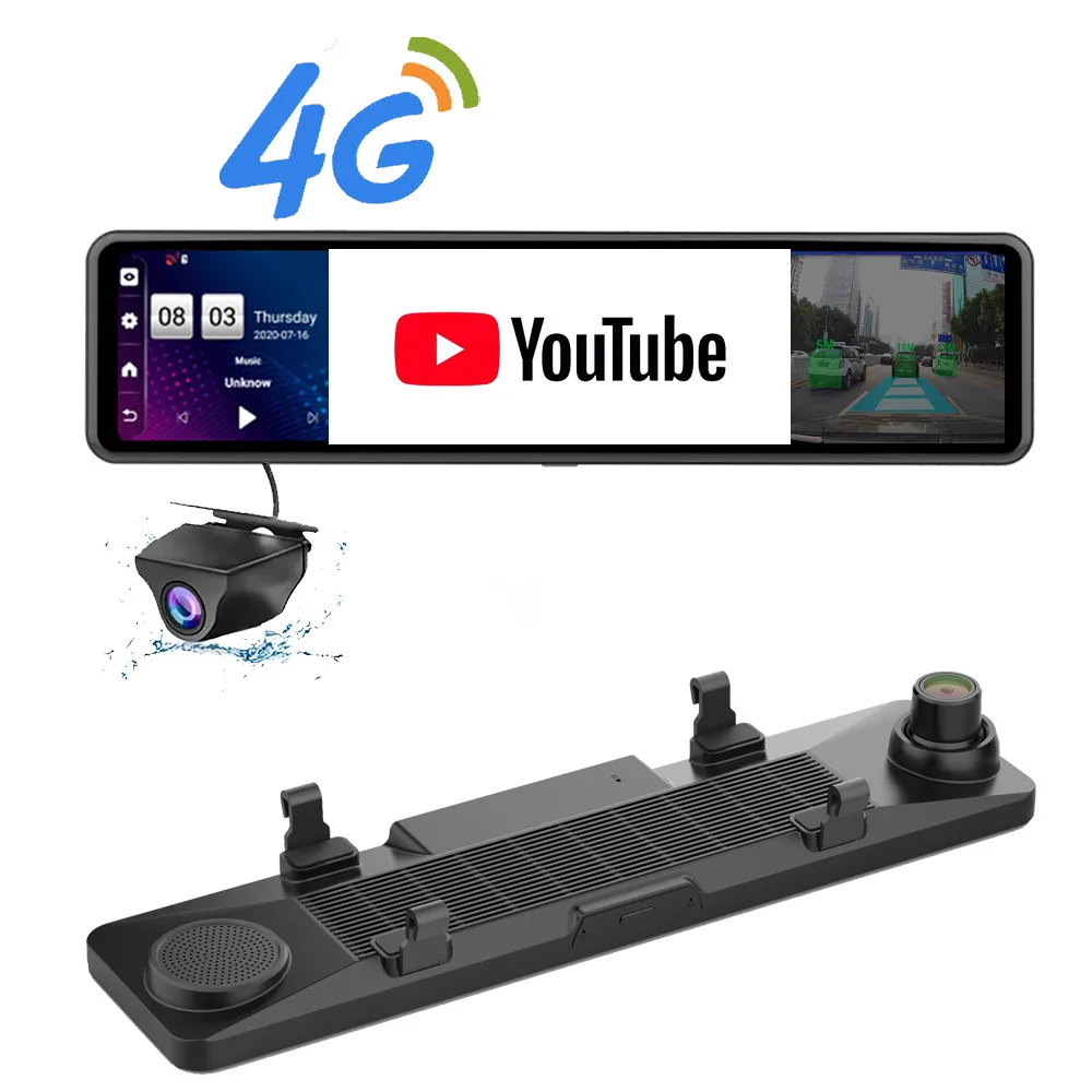 12'' 4G Car DVR Camera Android 8.1 2G/4G+32G ADAS Rear View Mirror Video Recorder 1080P WiFi Dash Cam Dashcam for |