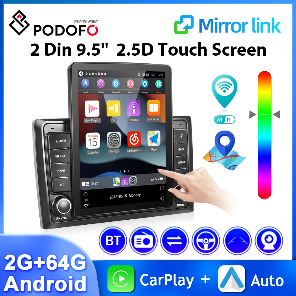 Автомобильный мультимедийный плеер Podofo универсальный автомобильный на Android с