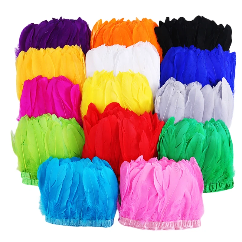 

10 Meters Goose Feathers Trim Wedding Party Decoration Fringes 15-20cm Clothes Macrame DIY Colored Plumas Largas Artificiales