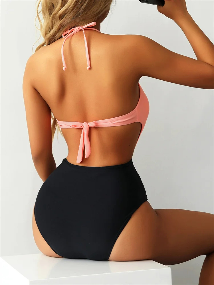 One Piece Swimsuit Women Swimwear 2023 New Backless Hollow Out Bodysuit Lace Up Monokini Brazilian Bathing Suits Beach Summer