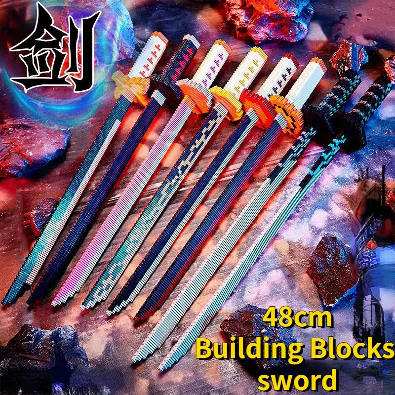 

Demon Slayer Building Blocks Katana Samurai Sword Weapon Brick Toys Mini Simulation Anime DIY Props Kids Gifts Home Decoration