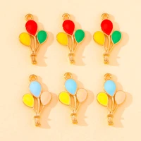 20pcs fashion colorful enamel balloon charms gold alloy pendant for diy earring bracelet women girl gift jewelry making supplies