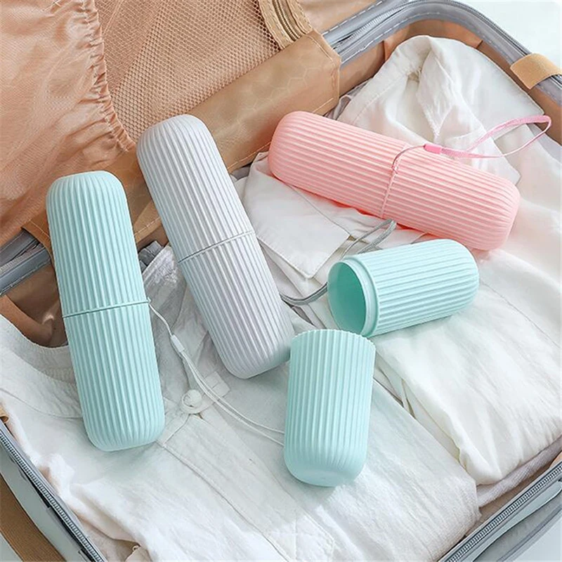 

Travel Portable Toothbrush Cup Bathroom Toothpaste Holder Storage Case Box Organizer Travel Toiletries Storage Cup