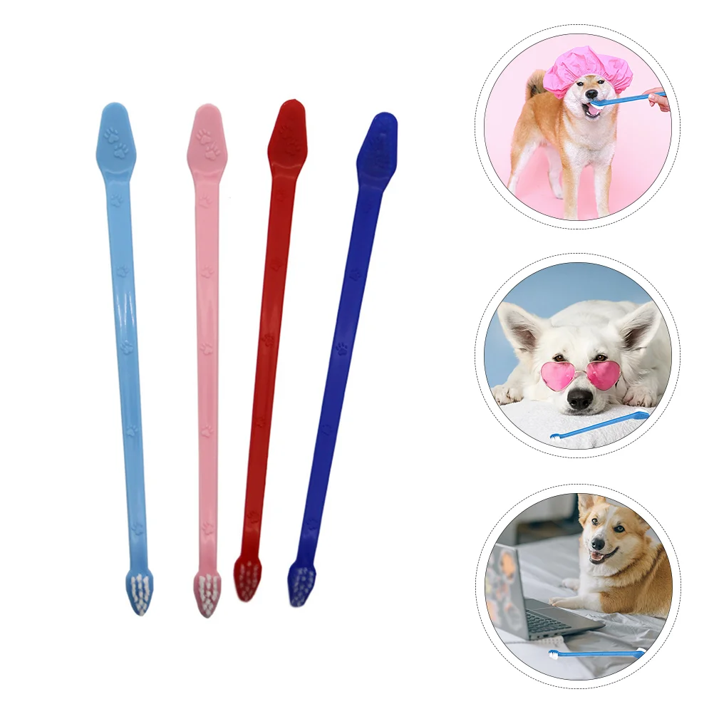 

Dog Petfor Care Dogs Brush Dual Kit Teeth Cleaning Headed Puppy Cat Brushing Toysmall Double Toothpaste Ended Chewing Head Soft
