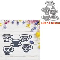 5pcs teacups metal cutting dies diy scrapbooking crafting knife mould blade punch stencils mold 2022 hot sale