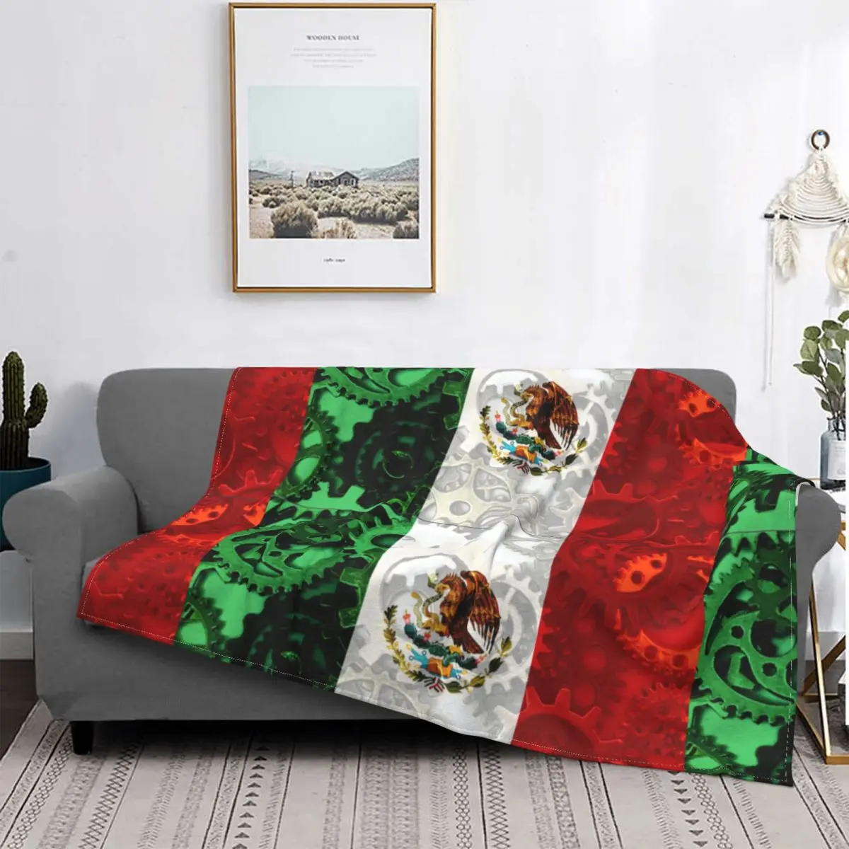

Gear Mechanic Engineer Flag Of Mexico Eagle Mexican Blanket Cover Velvet Super Warm Throw Blanket for Bedding Couch Bed Rug