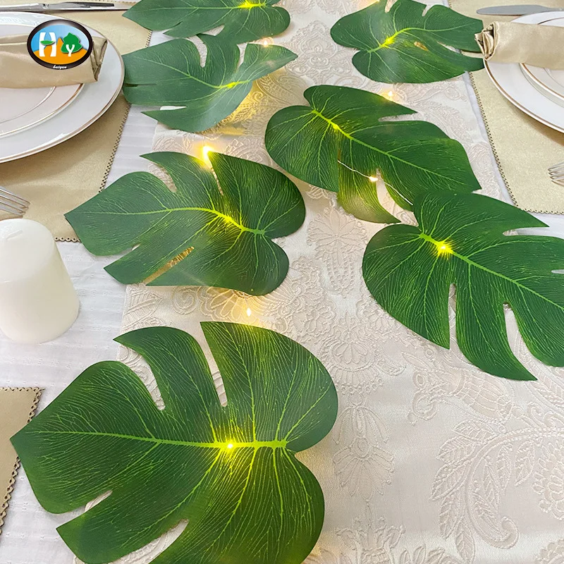 

ArtificialTurtle Back Leaf Lamp String Decoration LED Lamp Festival Wedding Decoration Hawaii Simulation Turtle Back Leaf Rattan