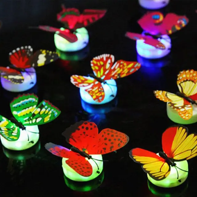 8PCS Led Decorative Hot Selling Toy Creative Colorful Luminous Butterfly Night Light Small Play Atmosphere Light Paste Wall Lamp 3