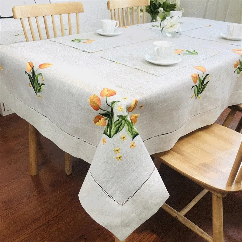 Современная вышитая конопляной вышивкой цветы в пасторальном стиле украшение