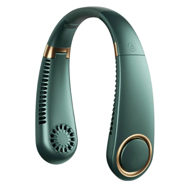 

USB Folding Neck Fan Bladeless Air Conditioning Neckband Hanging Fan Adjustable Portable Personal Air Cooler(Green)