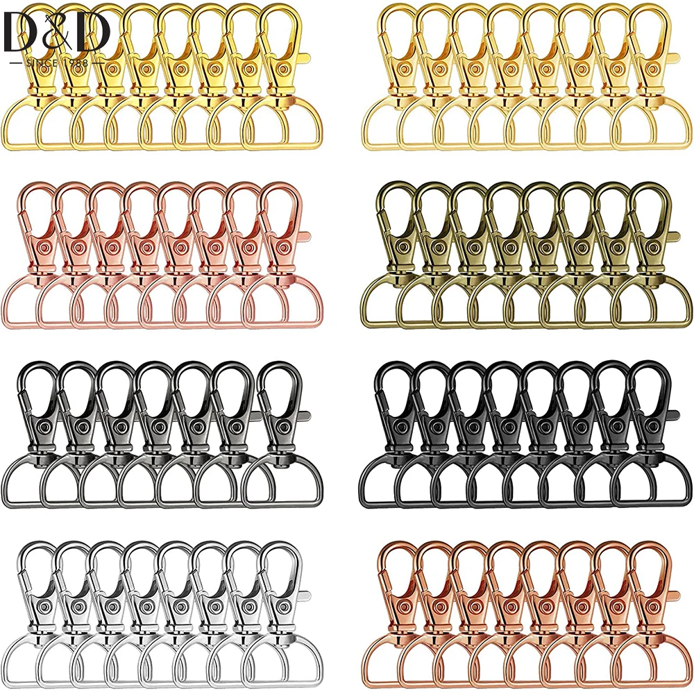 10Pcs Swivel Clasps Snap Hooks D Rings Lanyard Snap Hooks Keychain Clip Hook Metal Lobster Claw Clasp for Keychain Making Purse