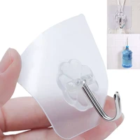 2610pcs bathroom transparent wall hooks waterproof oilproof self adhesive hooks reusable seamless hanging hook for kitchen