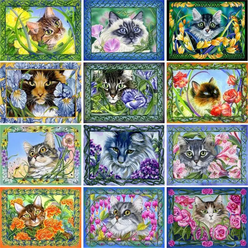 

GATYZTORY 60x75cm Painting By Numbers Wall Art Digital Painting Home Decor Frameless DIY Animals Cat Pictures By Numbers On Canv