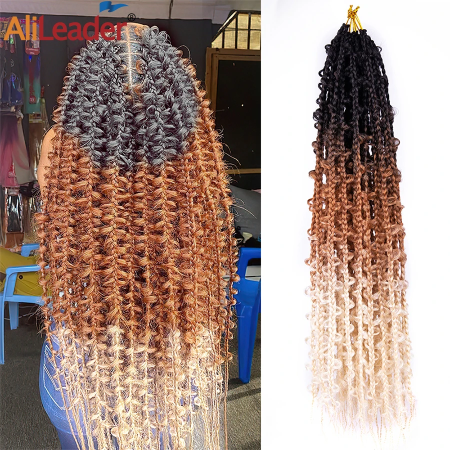 Alileader Synthetic Butterfly Box Braids Crochet Hair Handmade Goddess Butterfly Faux Locs Twist Braiding Hair Extensions