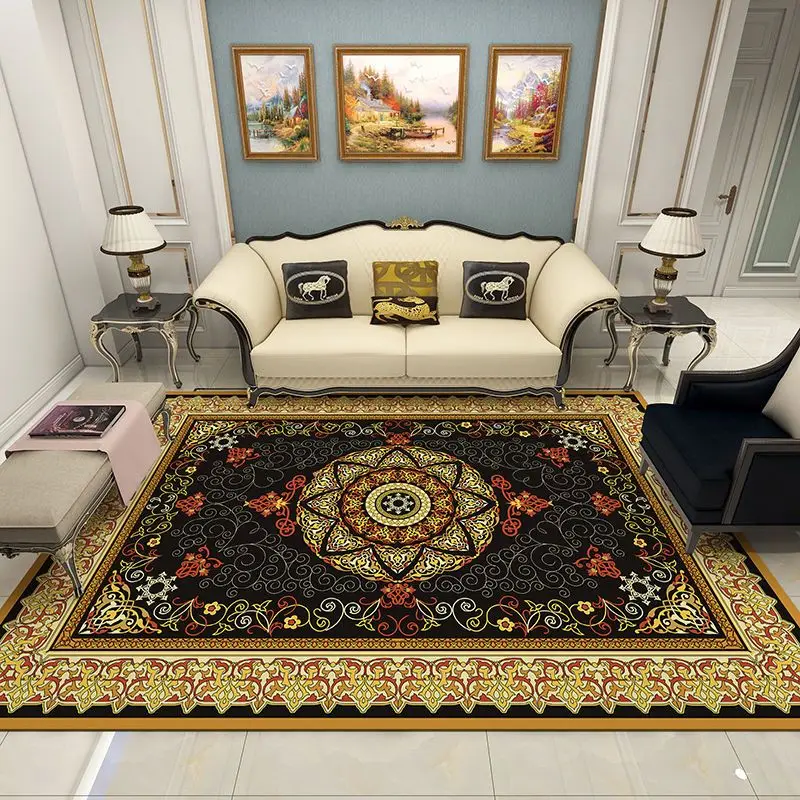 

European Style Carpets for Living Room Decoration Home Persian Luxury Large Area Rugs Bedroom Floor Mats Retro Entrance Door Mat