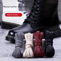 1 pair waxed cotton shoelaces flat waterproof shoe laces unisex boots casual sneaker shoelace leather laces shoes accessories