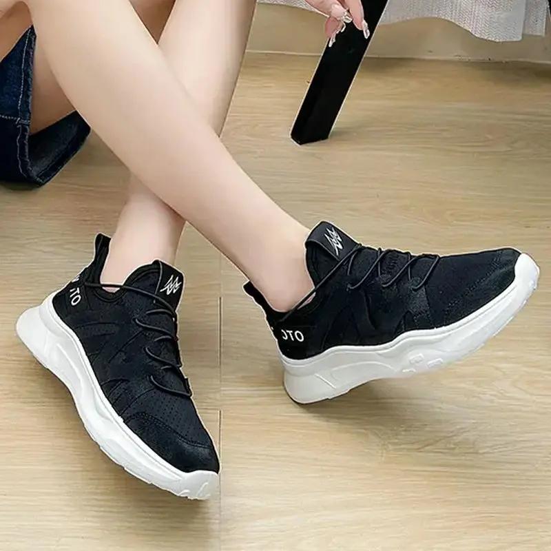 2023 Fashion Spring Female Sneakers Korean Mixed Colors Mesh Ladies Shoes Lace Up Casual Shoes For Women Zapatillas De Mujer